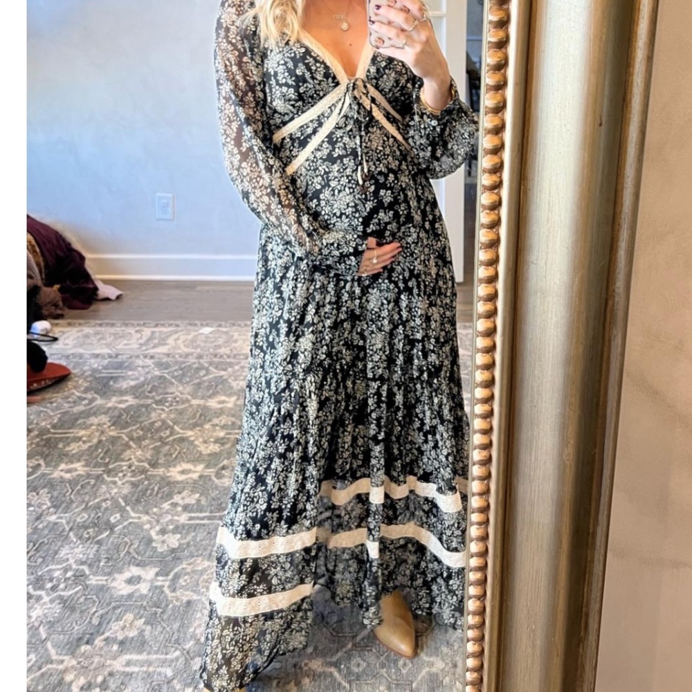🚨PRICE DROP🚨Free People Calloway Black Floral Maxi Dress